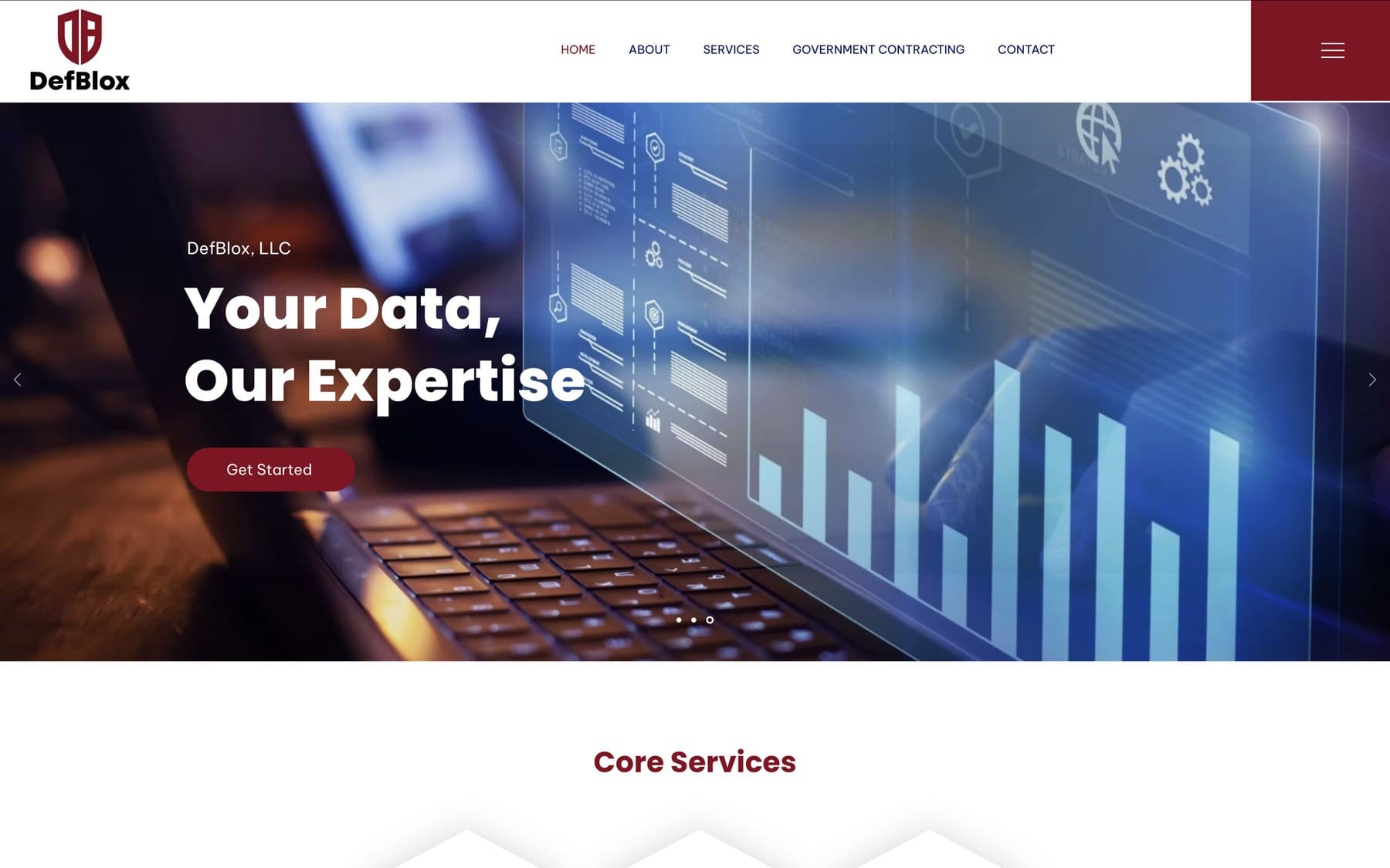 DefBlox, LLC homepage design