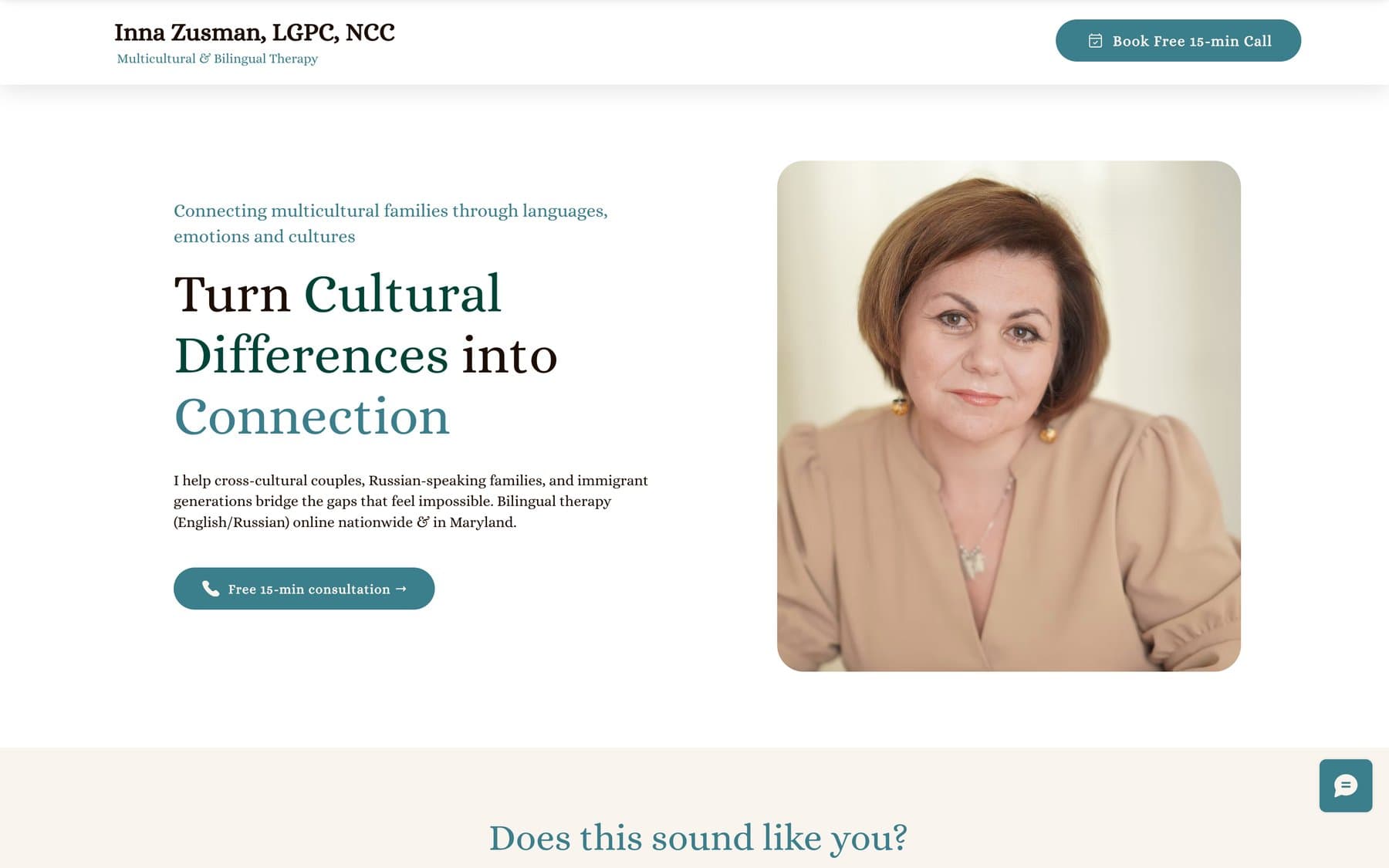 Inna Zusman homepage design