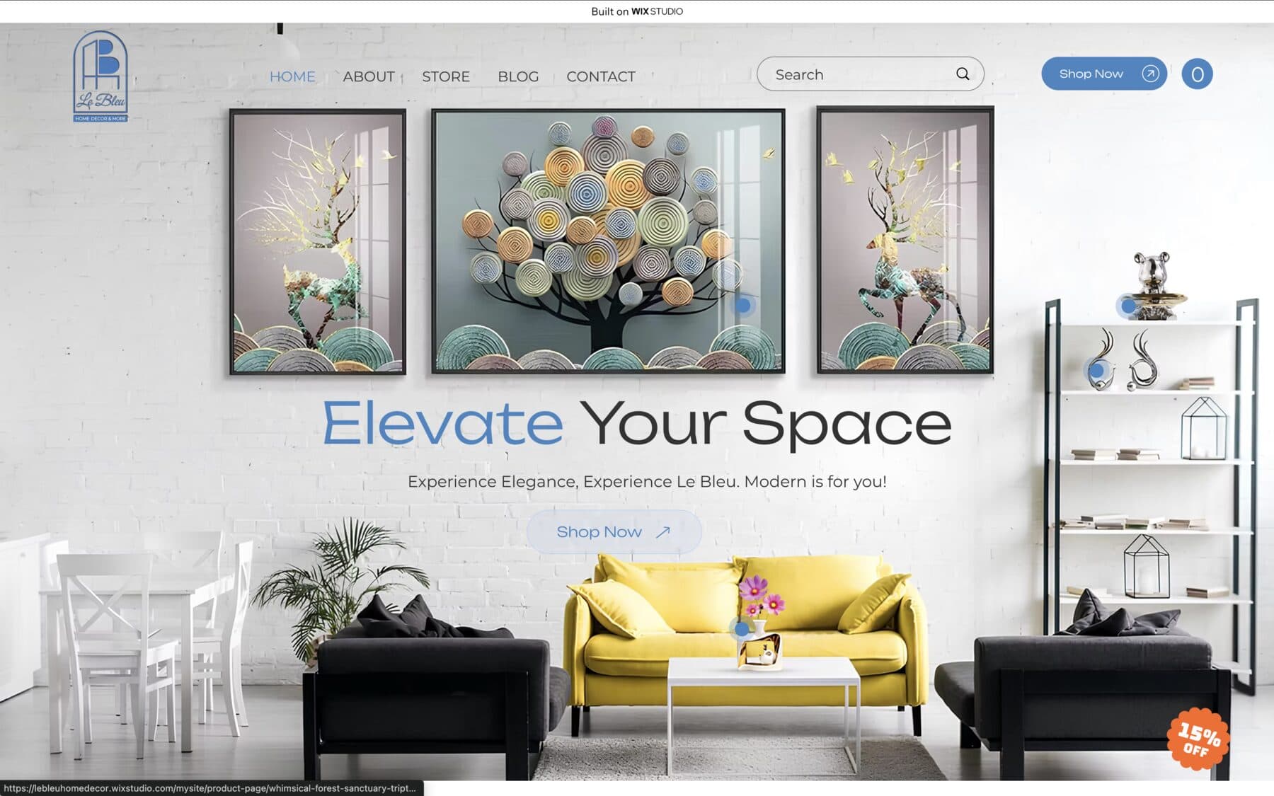 Le Bleu Home Decor homepage design