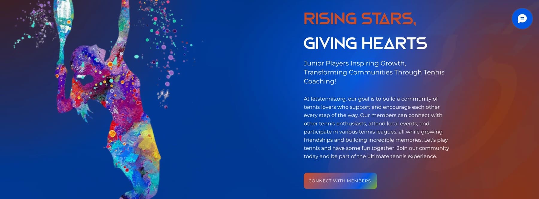 Rising Stars, Giving Hearts: the community pitch in the site's airy blues, one click from the members area.